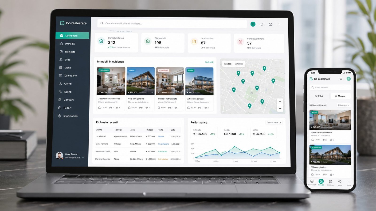 Anteprima di BC-RealEstate su computer e smartphone